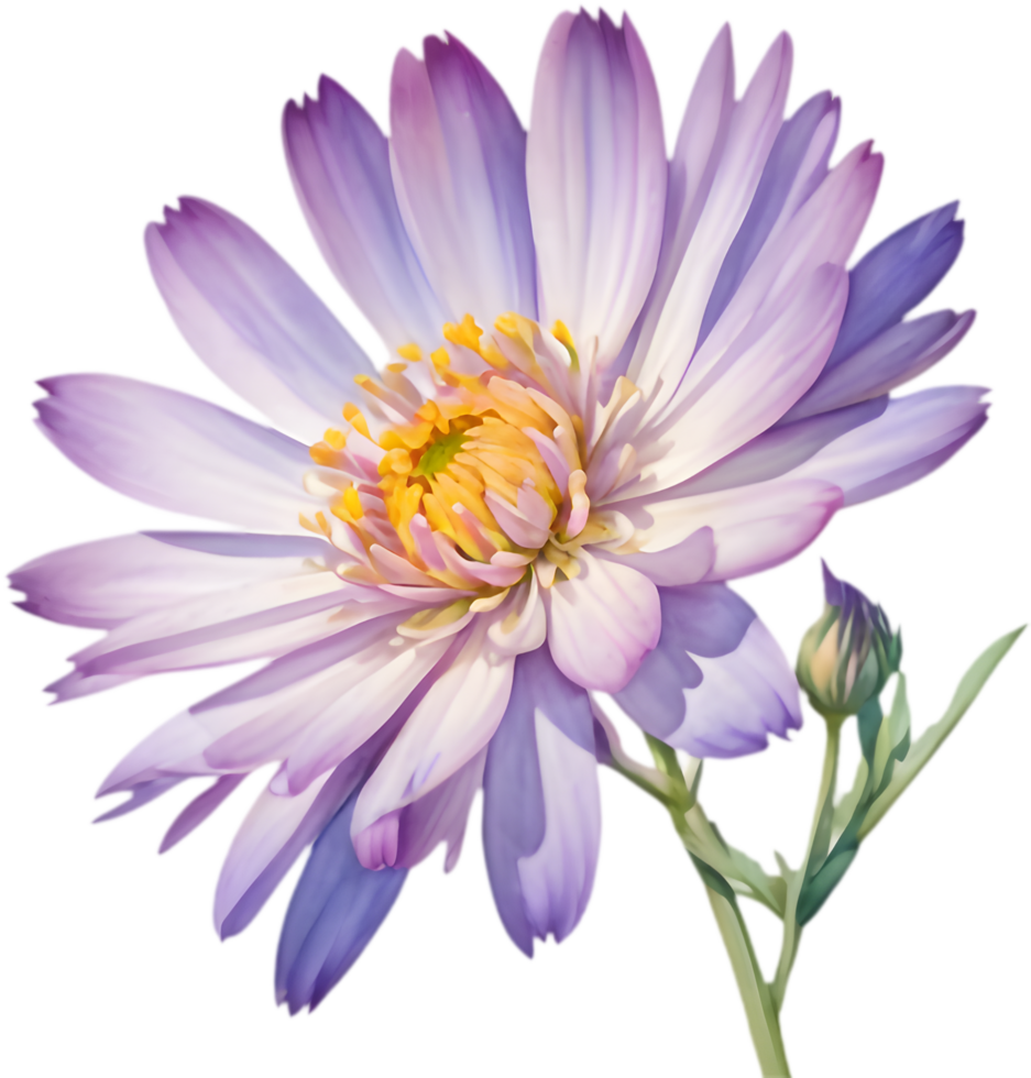 Perfect Watercolor of Mojave Aster Flower for Printing. . png