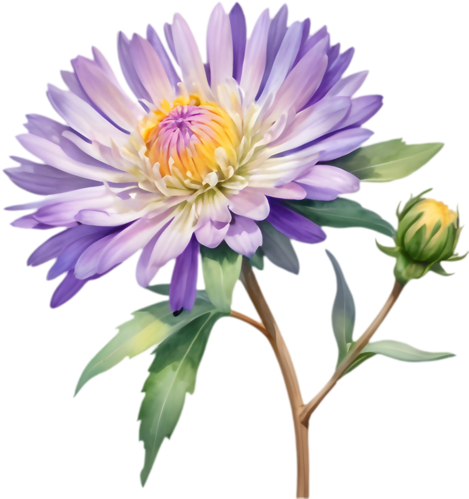 Detailed Watercolor Artwork of Mojave Aster Flower Colors. . png