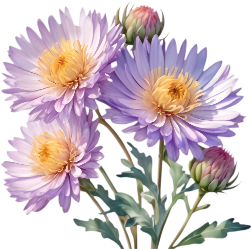 Whimsical Watercolor of Mojave Aster Flower for Invitations. . png