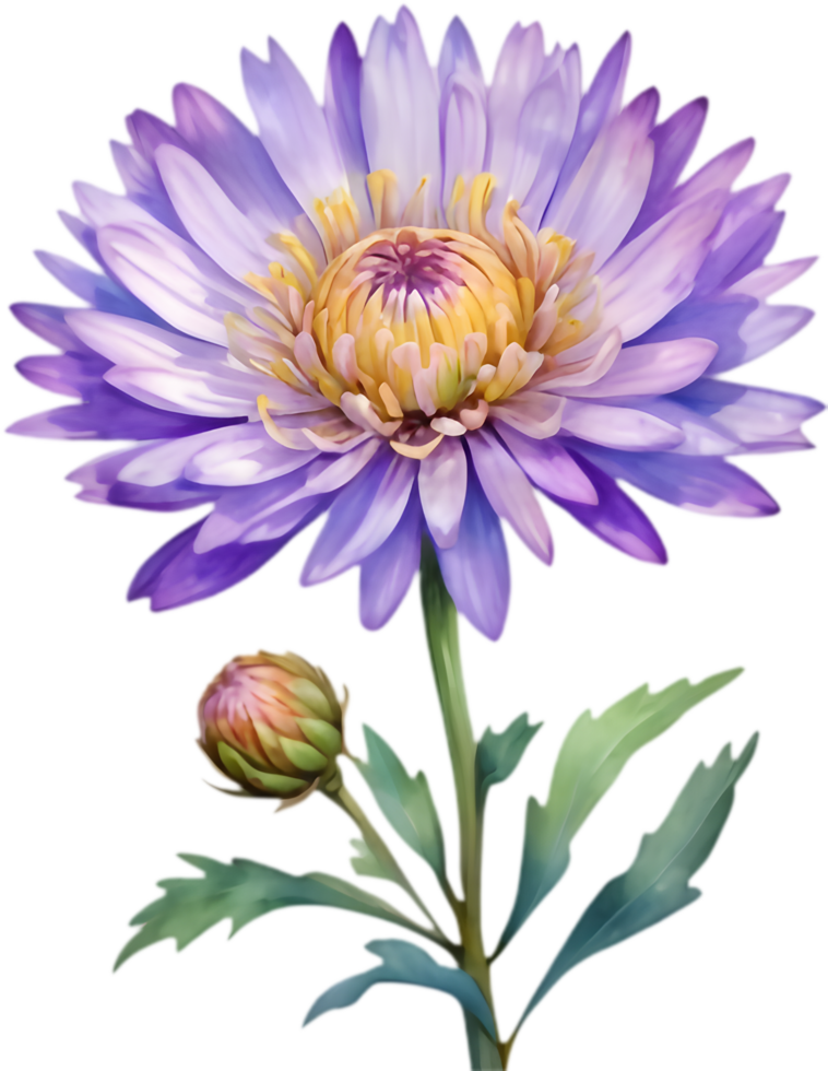 Elegant Watercolor Artwork Featuring Mojave Aster Flower Blossoms. . png