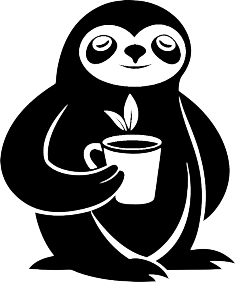 Adorable Black Stencil Sloth for Creative Art Projects. . png
