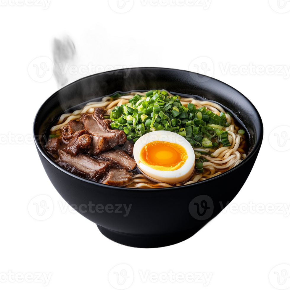 delizioso cottura a vapore ciotola di ramen con uovo e funghi png