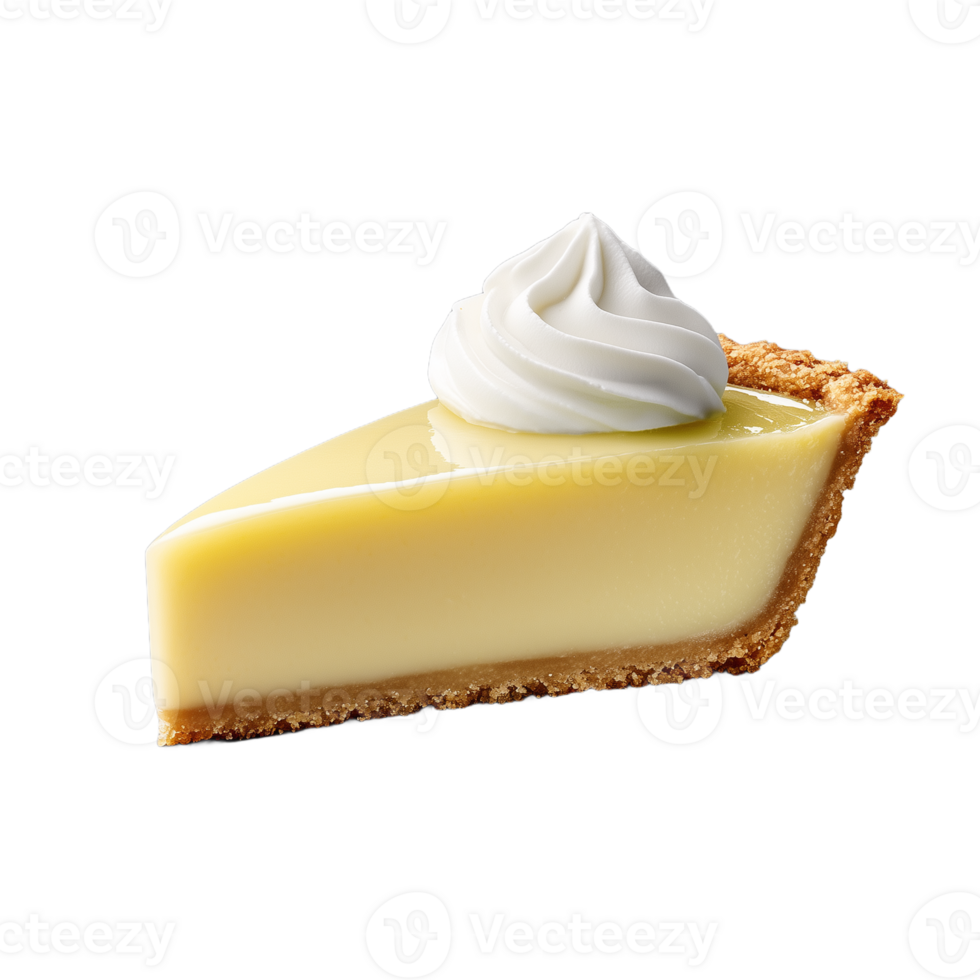 Delicious slice of creamy lemon pie on transparent background png