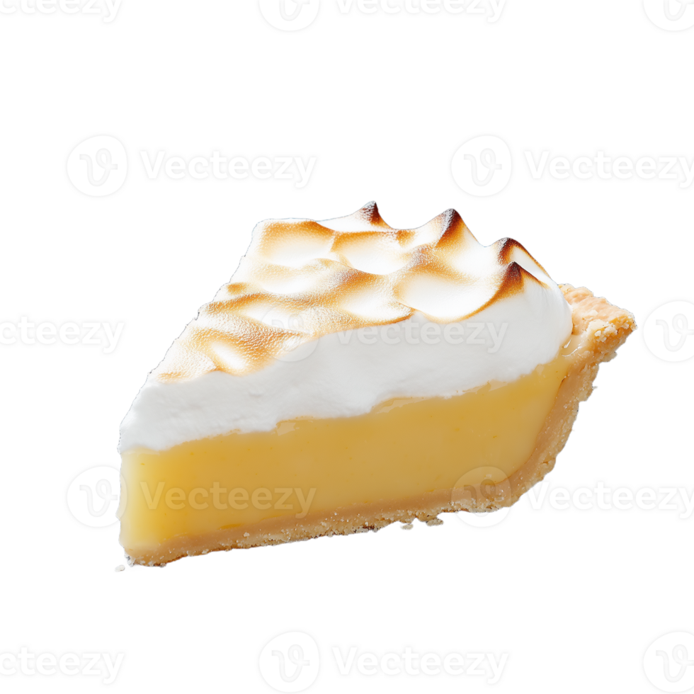 Delicious slice of lemon meringue pie on transparent background png