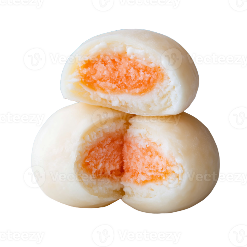 Close-up of sliced filled mochi on a transparent background png