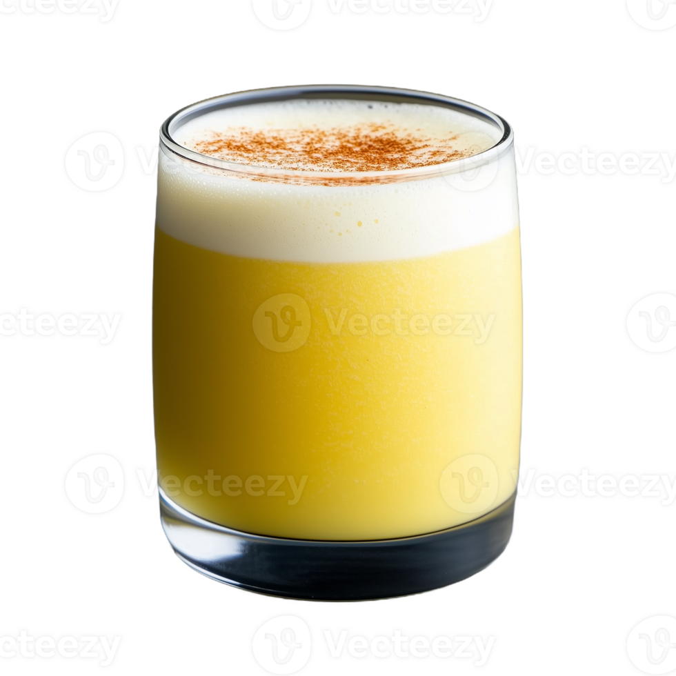 Freshly made tropical fruit smoothie in a glass with a foam top png