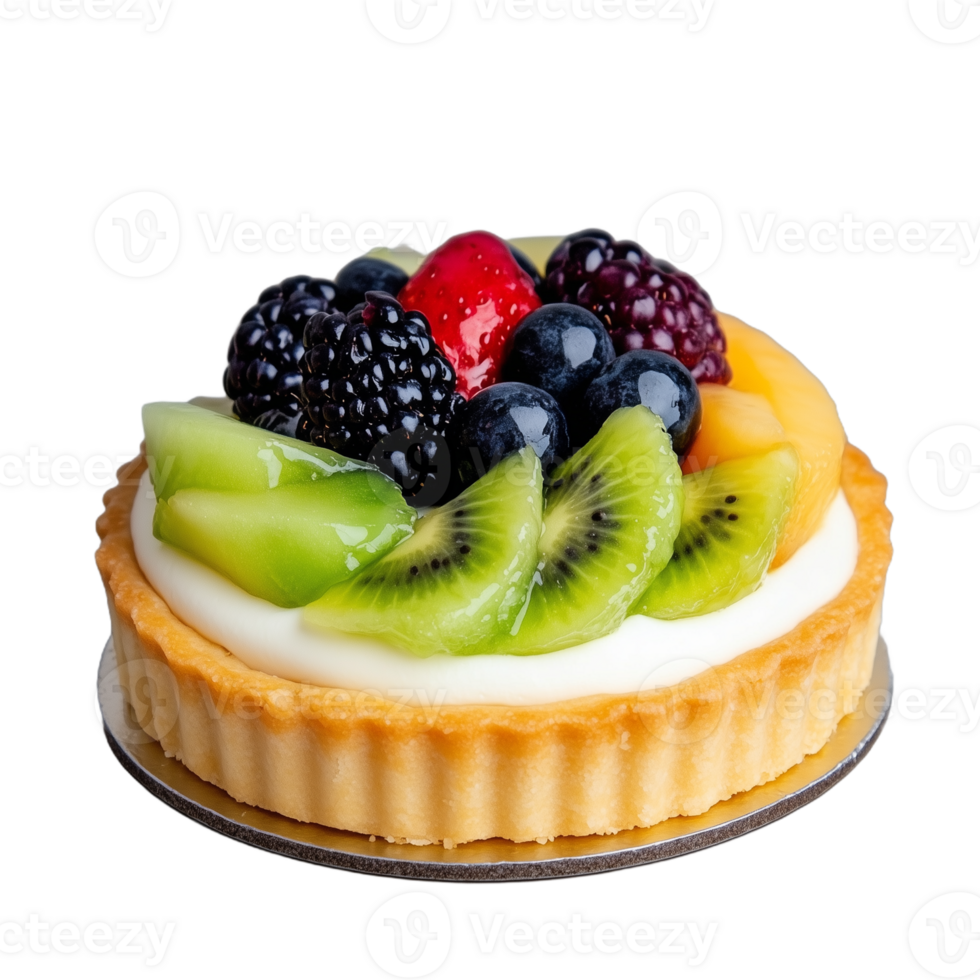 Delicious fruit tart with vibrant berries on a transparent background png