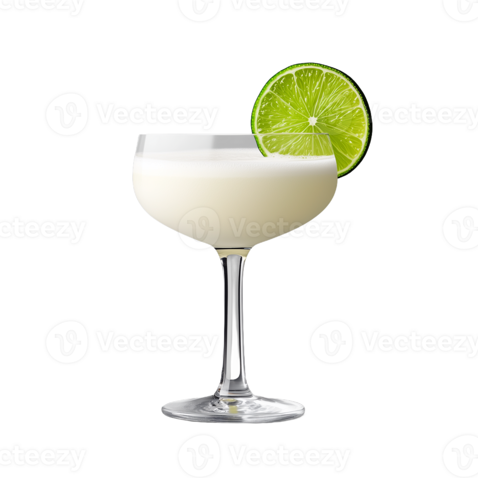 Refreshing cocktail with lime slice on transparent background png