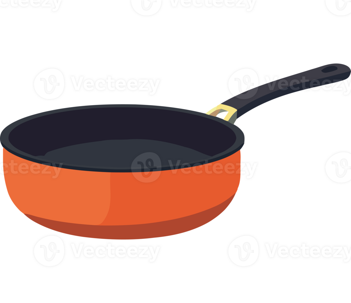 An orange frying pan with a handle png
