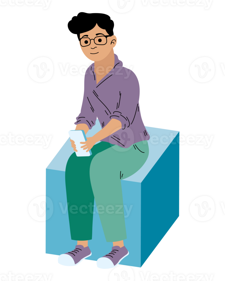 5G man using phone png