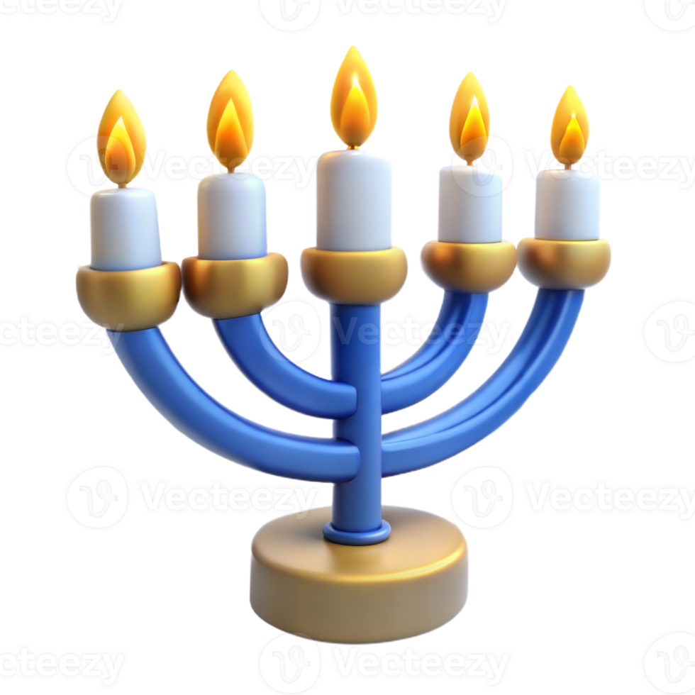 Blue Menorah With Five Lit Candles png