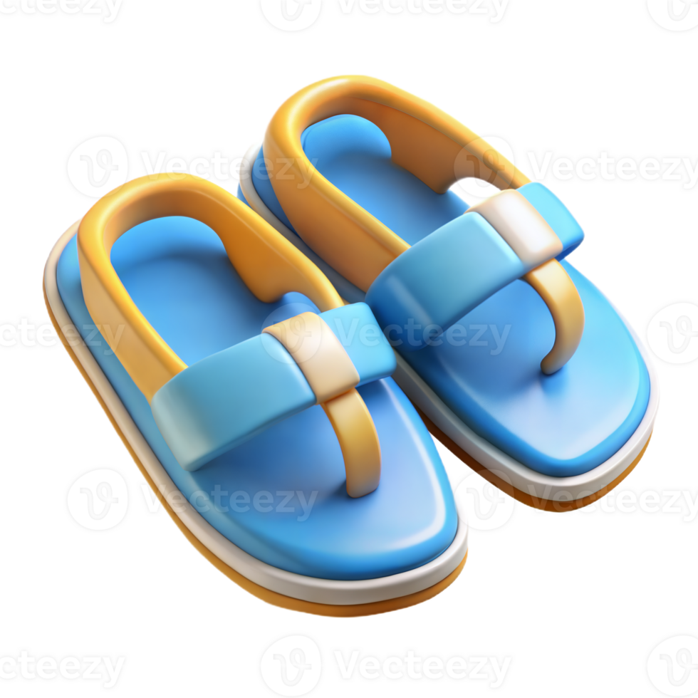 Blue And Yellow Summer Sandals On Transparent Background png