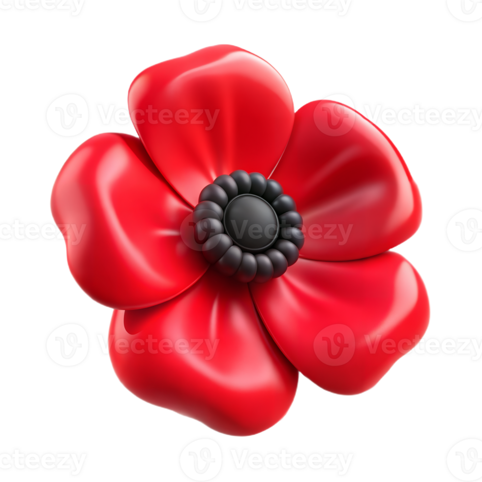 Single Red Poppy Flower Isolated on Transparent Background png