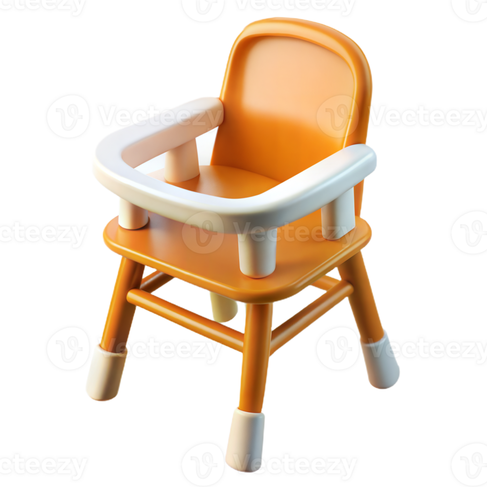 Orange and White High Chair Isolated on Transparent Background png