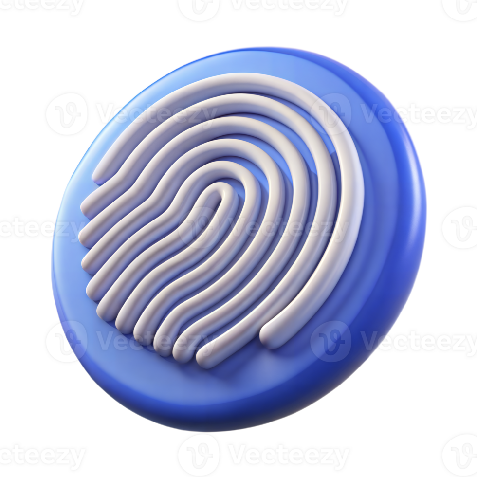 3D Render of a Blue Fingerprint Icon png