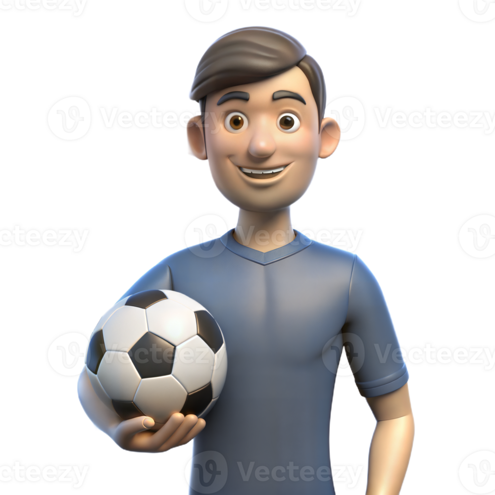 Smiling Cartoon Man Holding Soccer Ball png