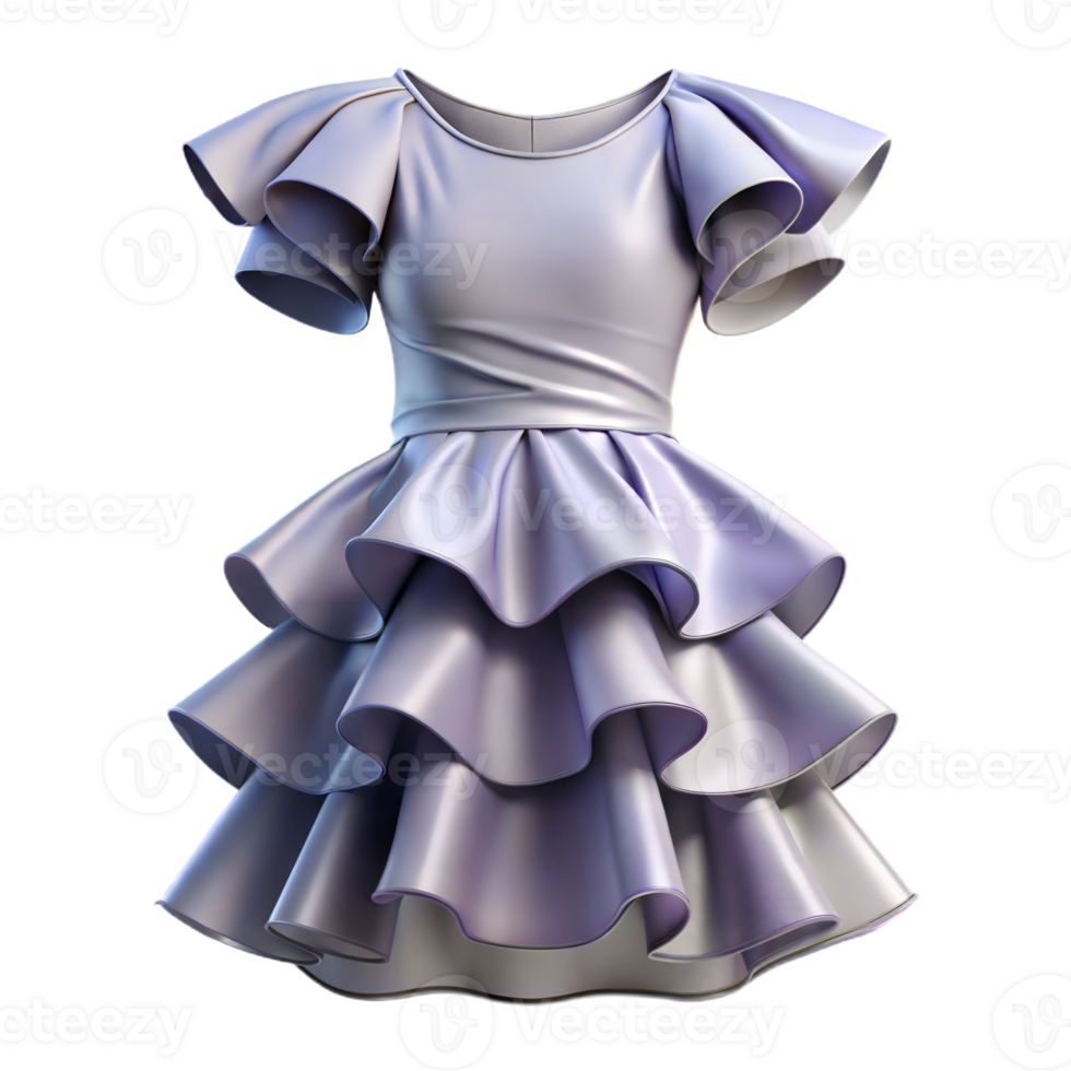 A Lilac Ruffled Dress With Short Sleeves png