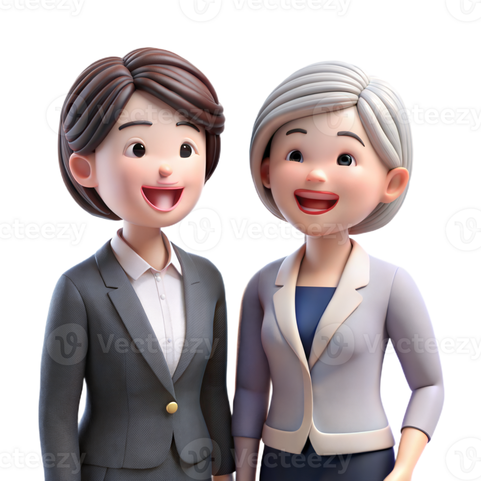 Two Smiling Businesswomen In Suits Standing Side By Side png