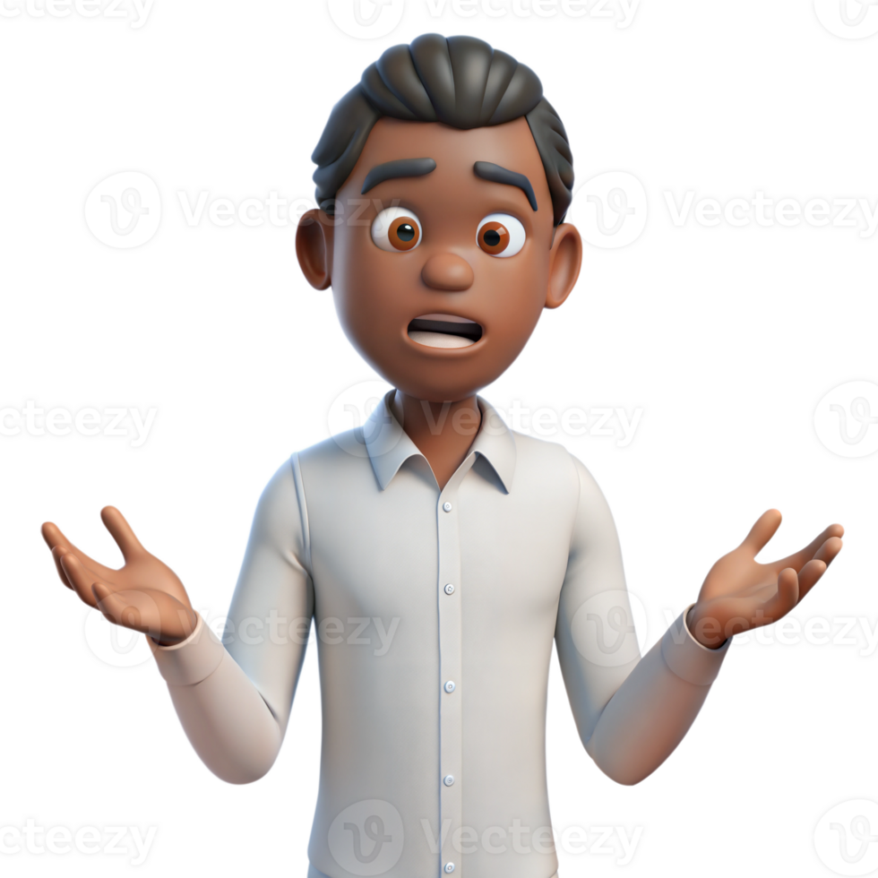 3D Animated Man With Confused Expression png