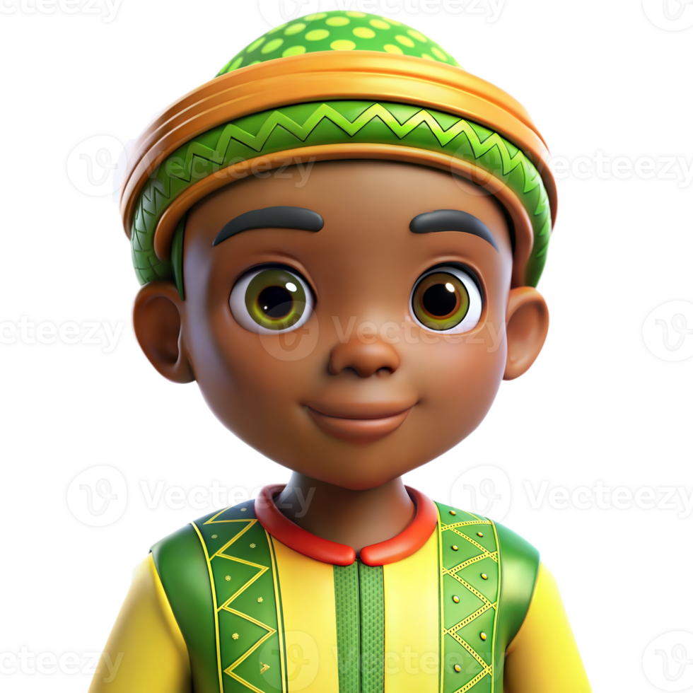 Smiling Boy Wearing Green And Yellow Traditional Clothing png
