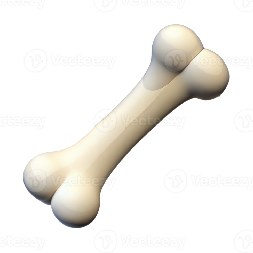 A 3D Rendered White Dog Bone Isolated on a Transparent Background png