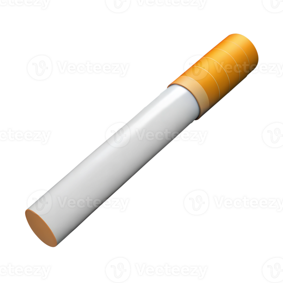 Unlit Cigarette With White Filter and Yellow Tip Isolated on transparent Background png