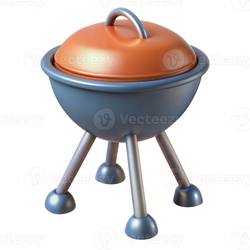 Closed Blue and Orange Barbecue Grill With Three Legs png