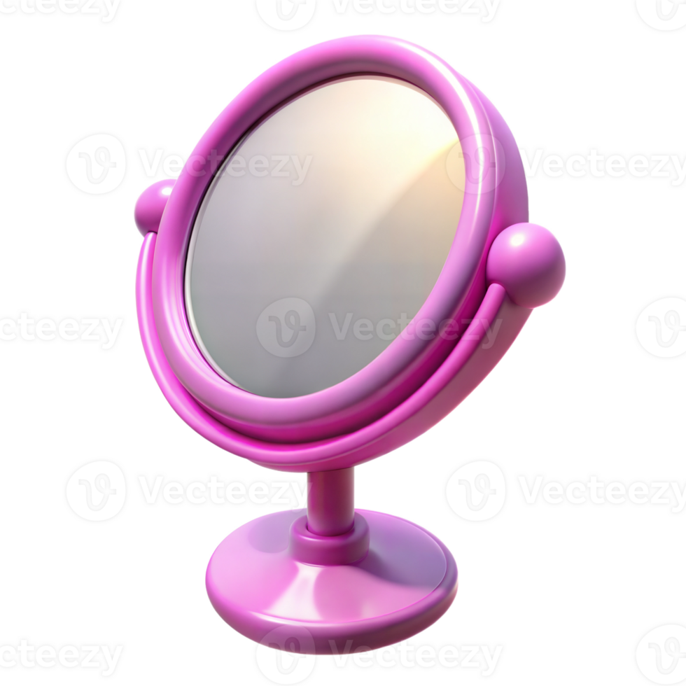 Pink Swivel Vanity Mirror With Stand On Transparent Background png