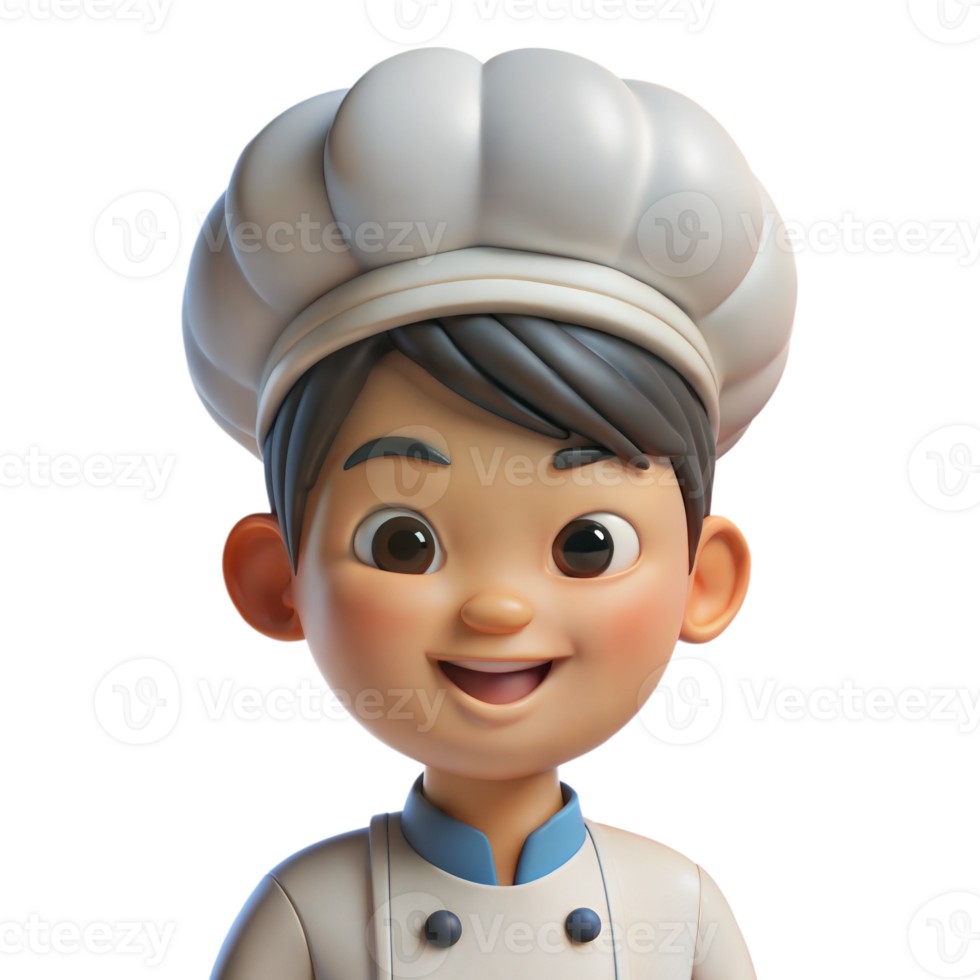 Smiling Cartoon Chef Boy Wearing White Hat png