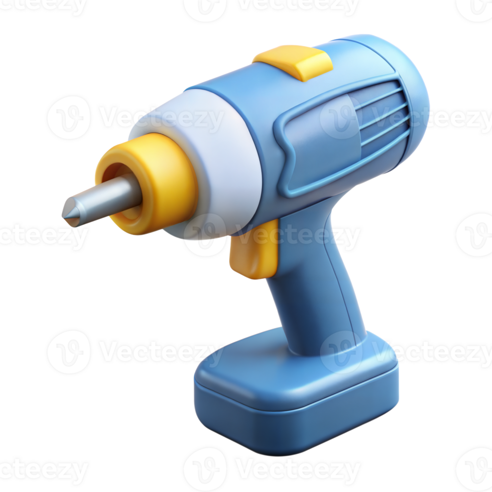 Blue And Yellow Cordless Drill With A Metal Bit png
