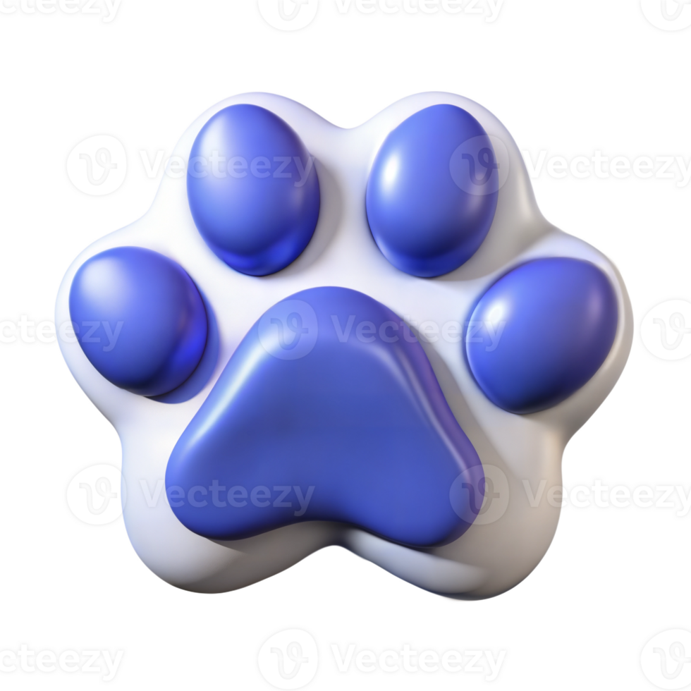 3D Rendered Blue Paw Print Isolated On Transparent Background png