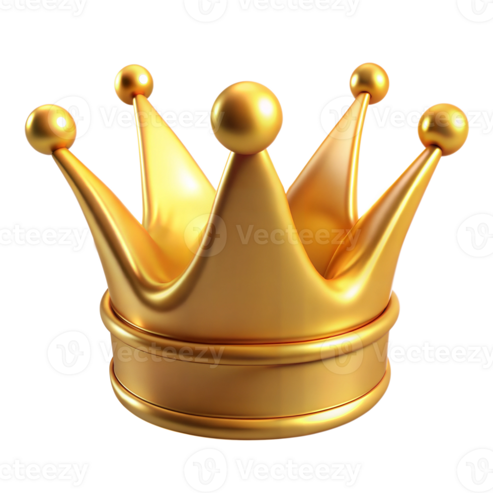Golden Crown With Five Points And Transparent Background png