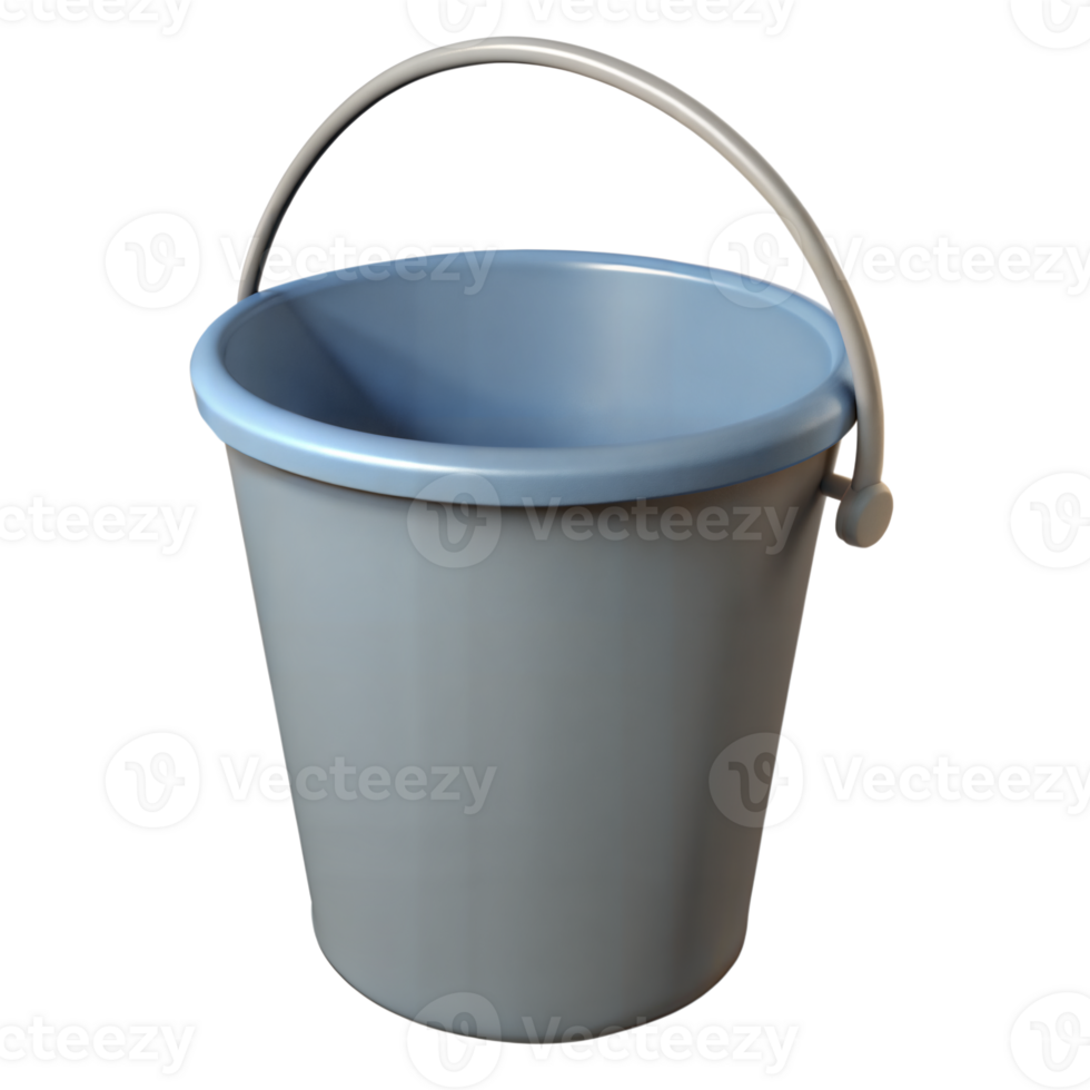 Gray Plastic Bucket With Handle png