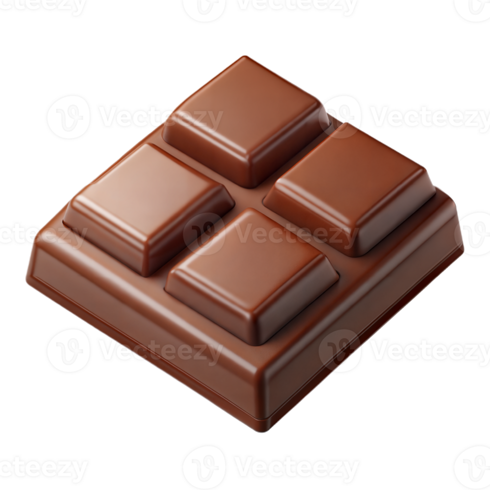 A Single Square Milk Chocolate Bar Isolated On A Transparent Background png