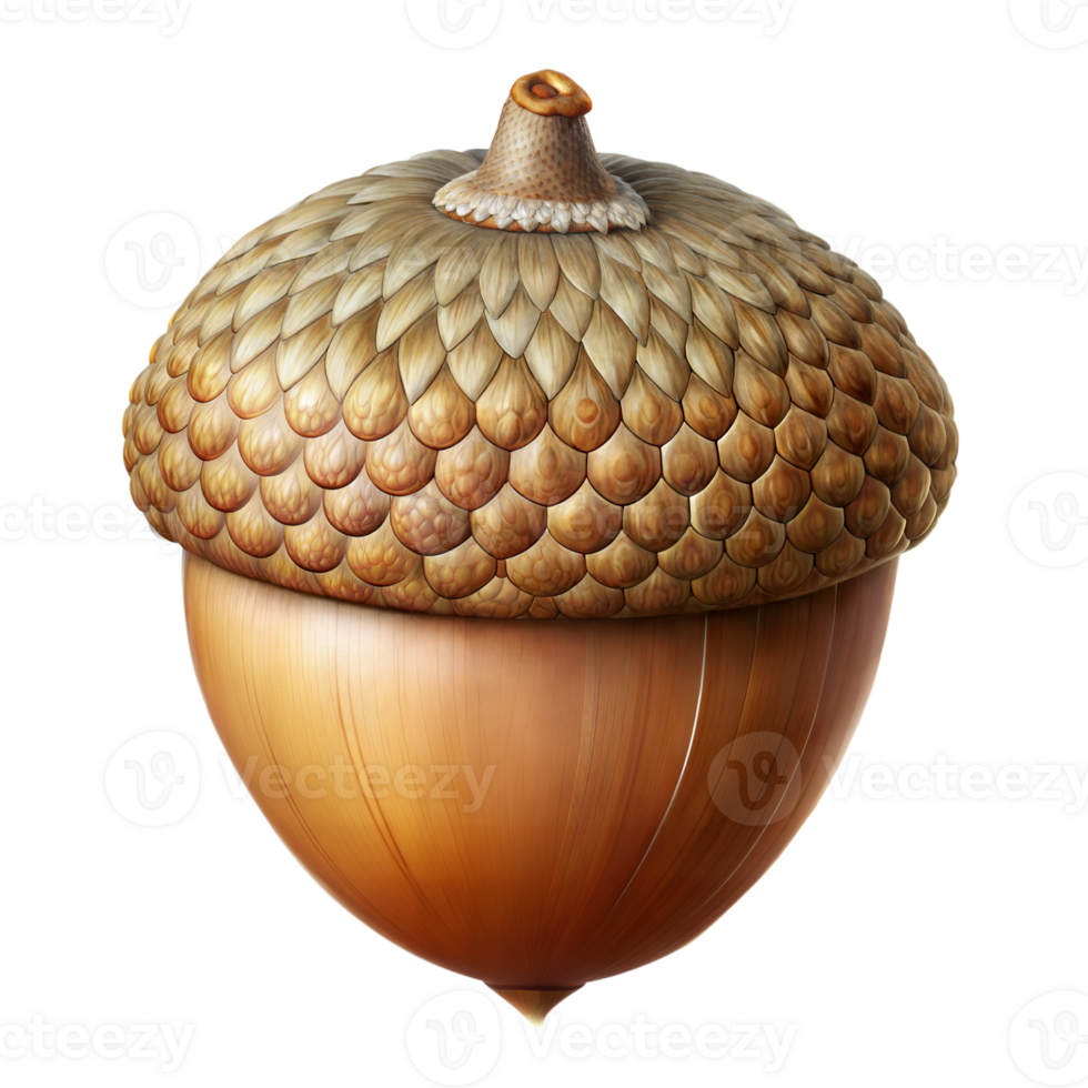 Single Brown Acorn With Cap Isolated on Transparent Background png