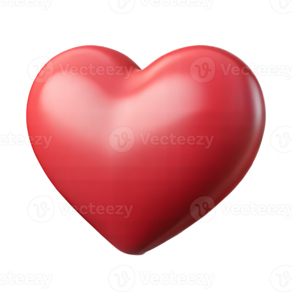 Red 3D Heart Shape Rendered On Transparent Background png