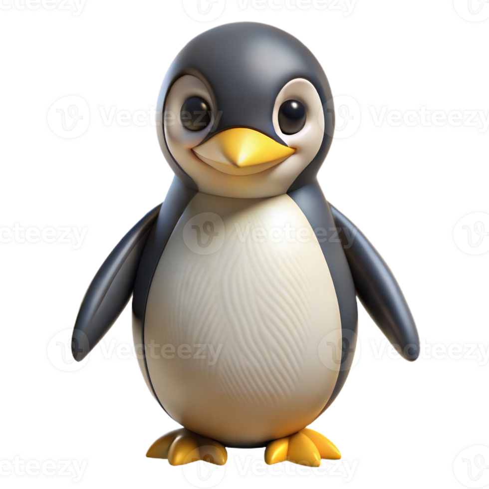 3D Rendered Cartoon Penguin Standing on Transparent Background png