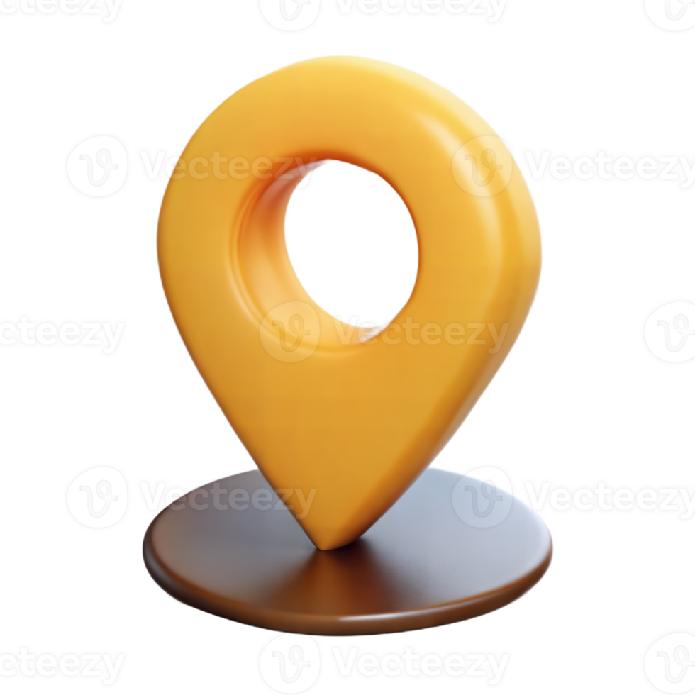 3D Yellow Location Pin Icon Rendered On Transparent Background png