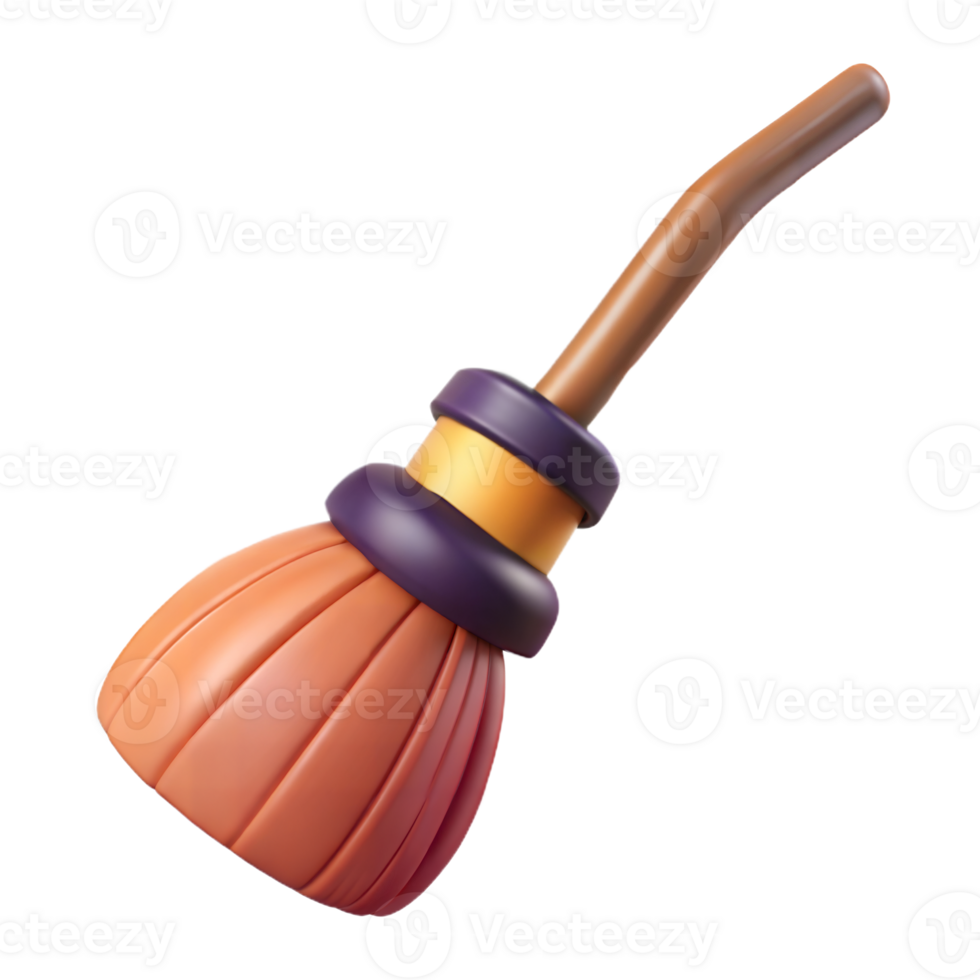 3D Rendered Orange And Brown Witchs Broom Isolated On Transparent Background png