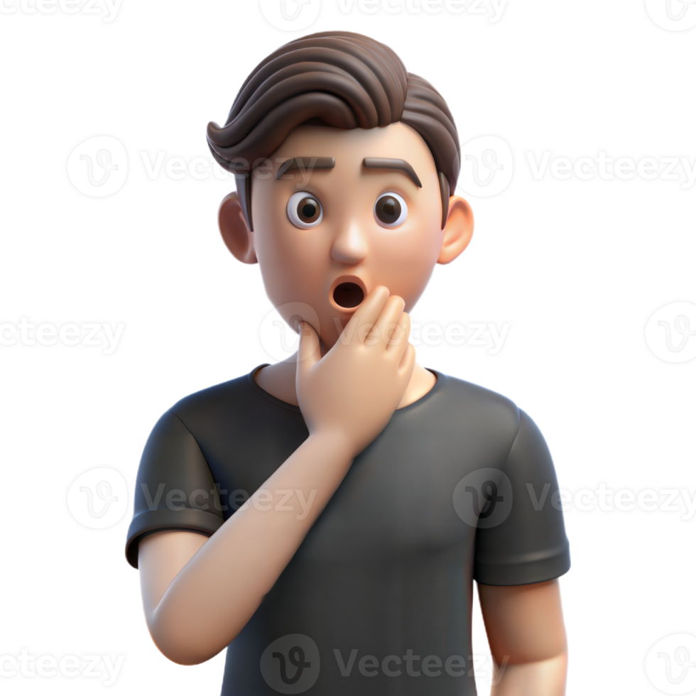 3D Rendered Male Character With Shocked Expression png