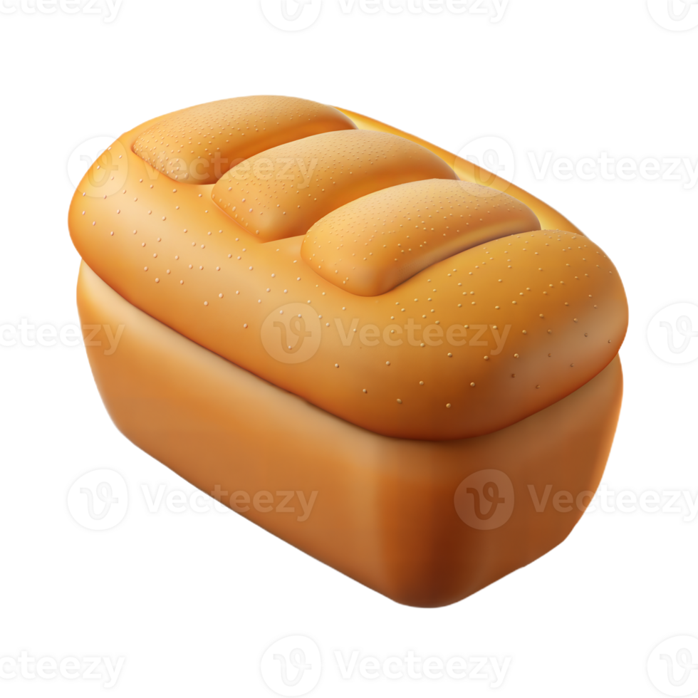 3D Render of A Loaf of White Bread Isolated on Transparent Background png