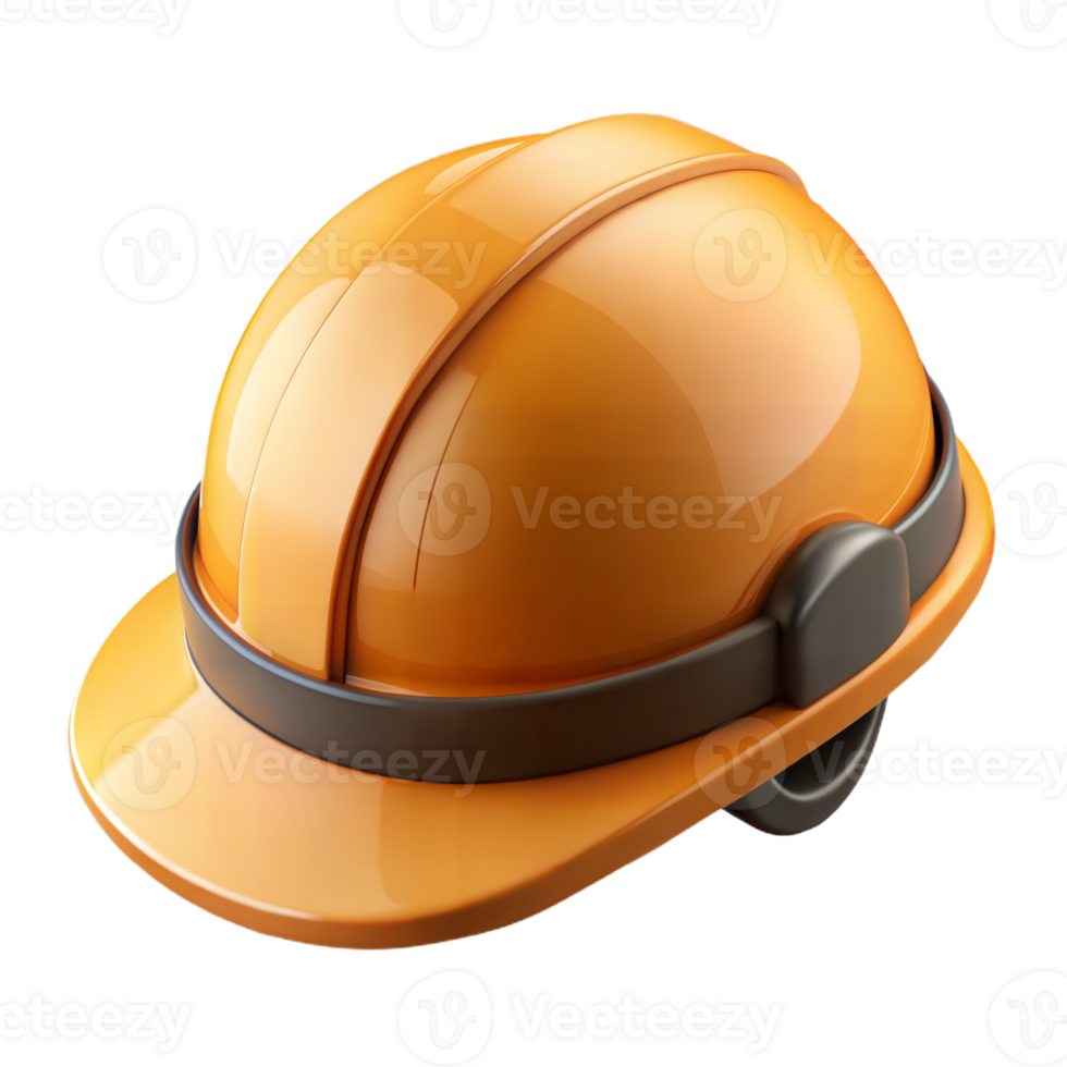 3D Rendered Yellow Construction Hard Hat Isolated on Transparent Background png