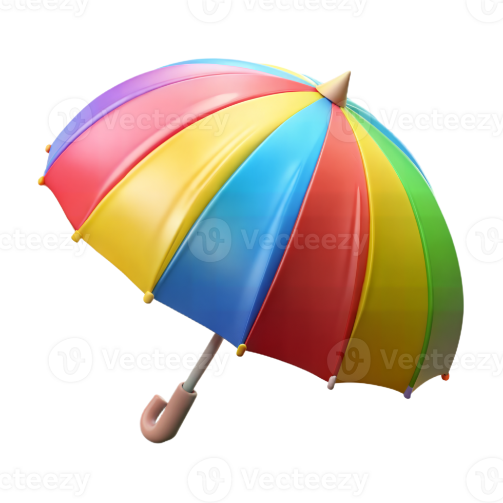 Colorful 3D Rendered Umbrella Isolated On Transparent Background png