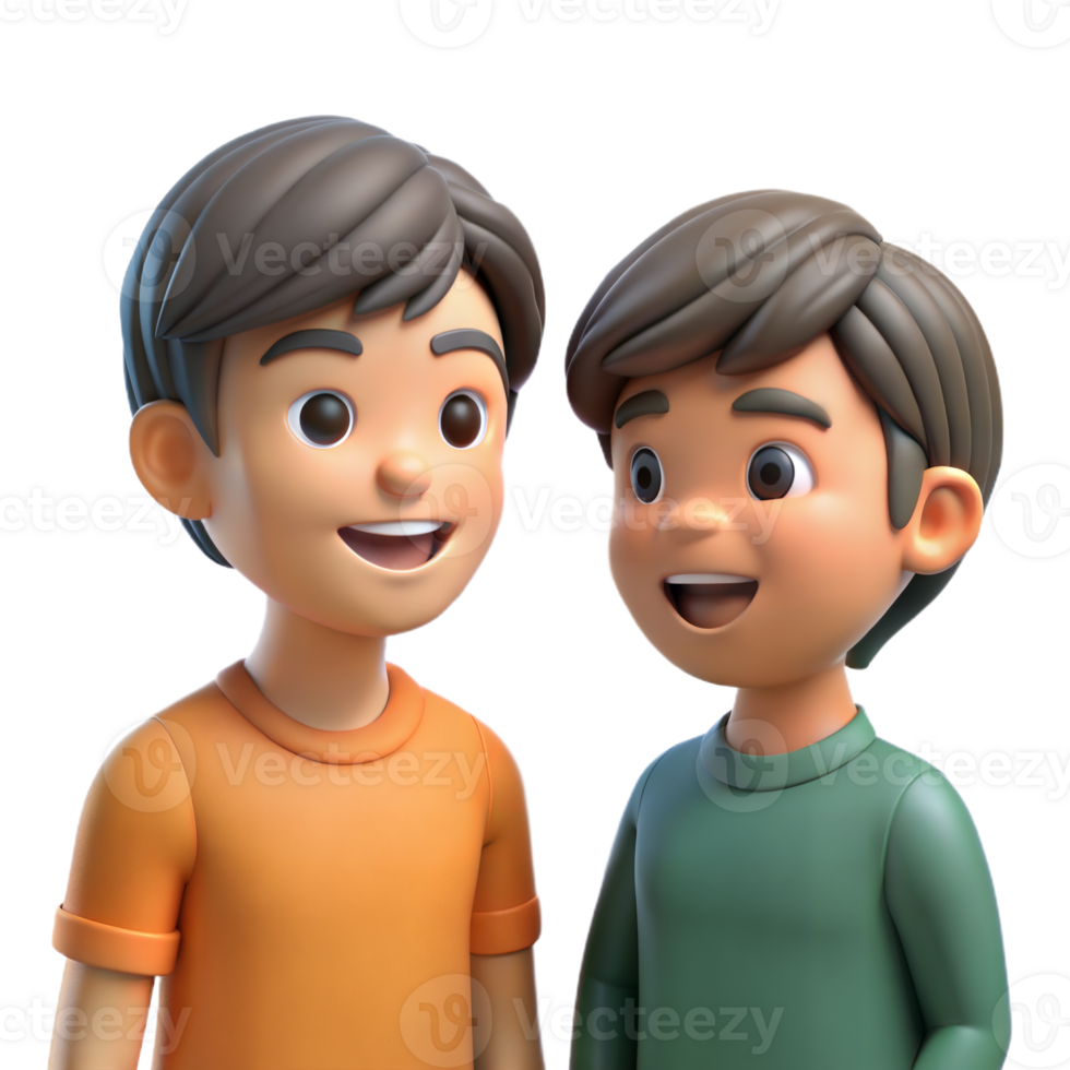   3d   boys  Two Smiling 3D Cartoon Boys With Short Brown Hair 50907621 PNG