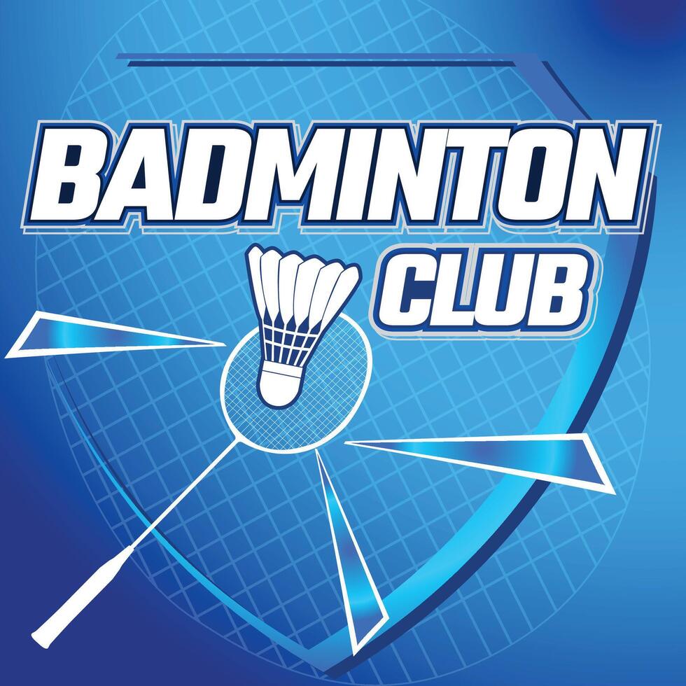 Blue Background Badminton Club sport badge vector