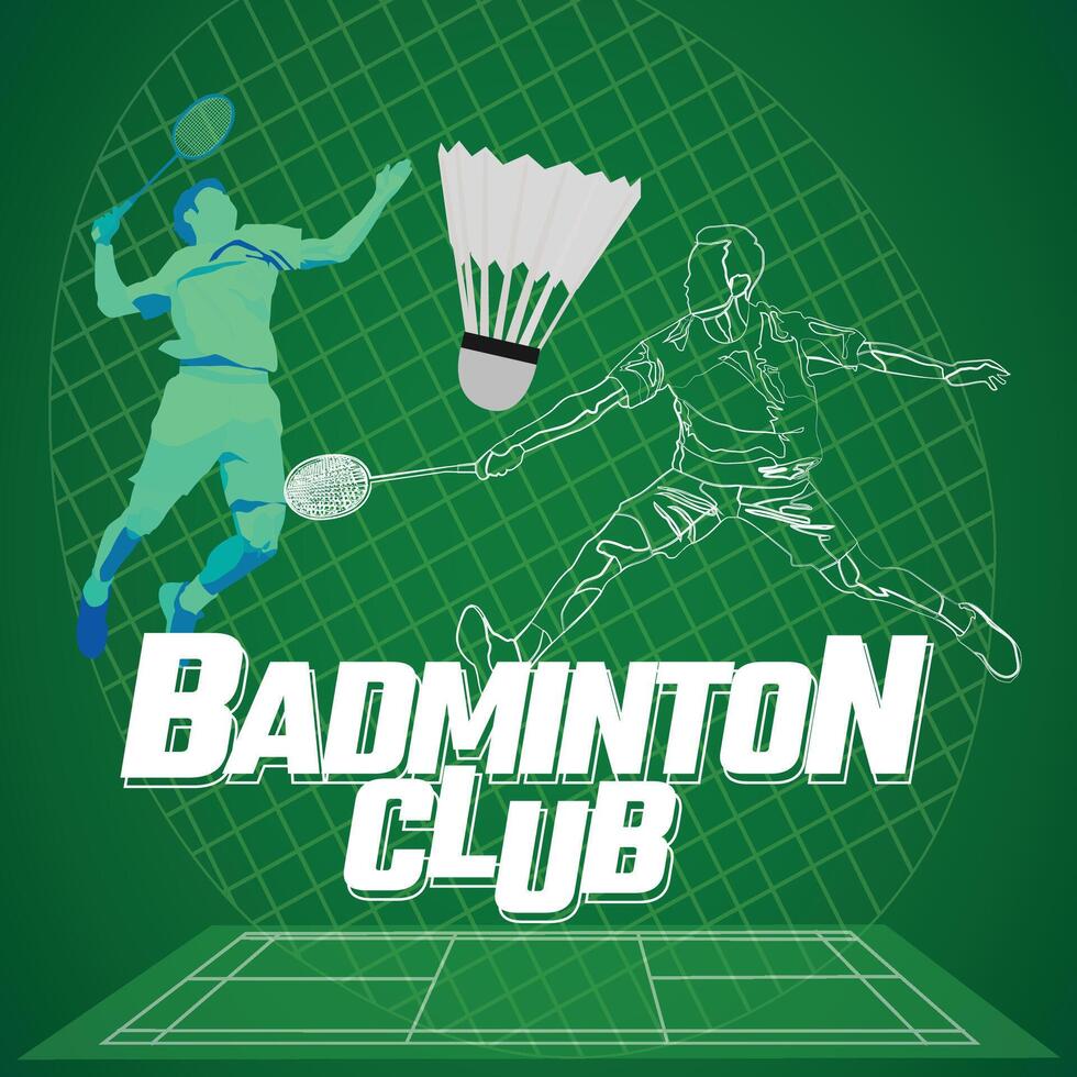Two Player Badminton Club sport badge vector