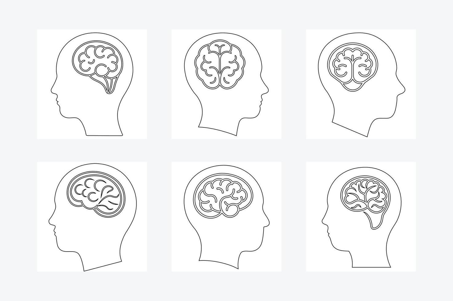 Head with Brain Symbol Silhouette One Line Illustration Minimalist Brain Art vector