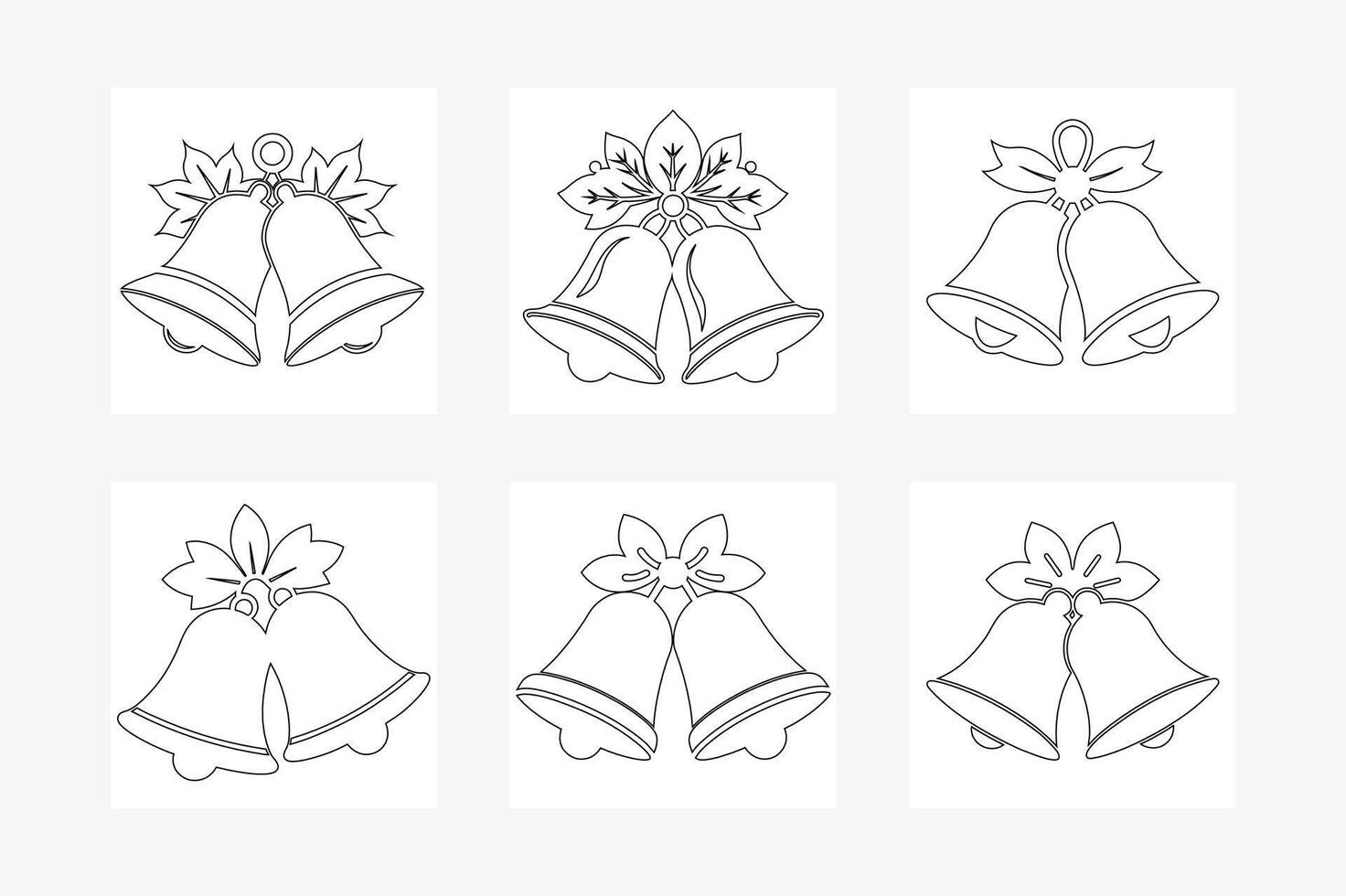 Elegant One-Line Christmas Bells Outline Art - Minimalist Holiday Illustration for Designers vector