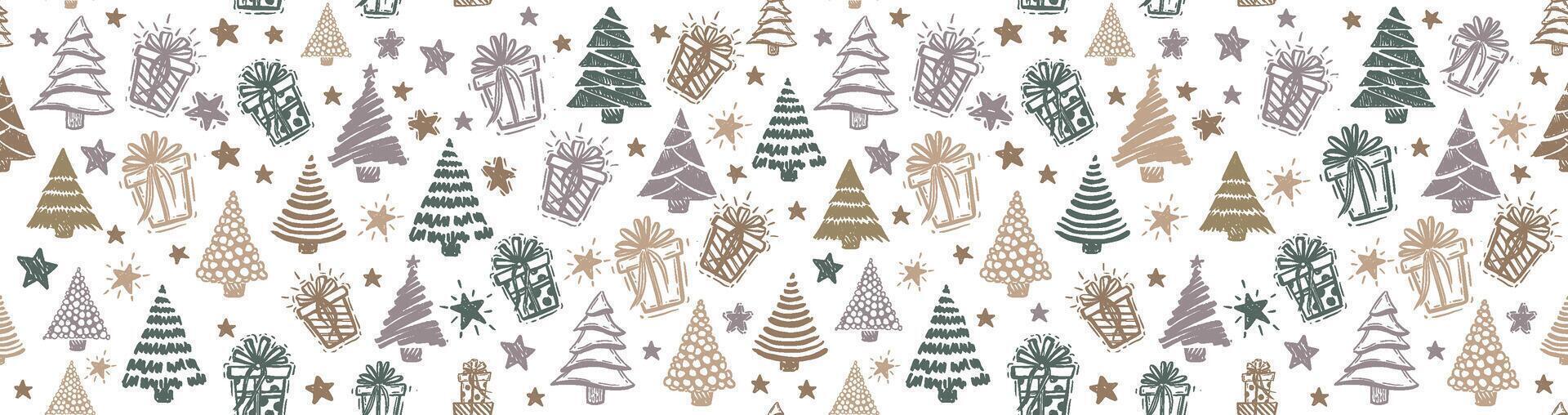 Christmas tree, pattern, hand drawn illustrations. . vector