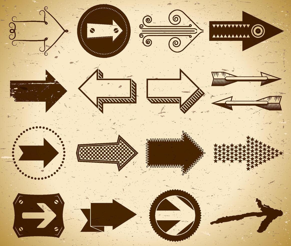 Set of vintage arrows vector